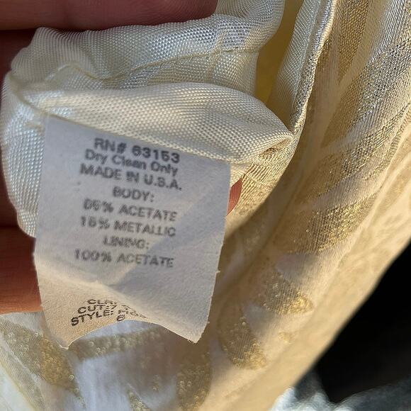 CDC Petites Gold Bamboo Print Shimmer Dress Size 6 - Picture 4 of 5